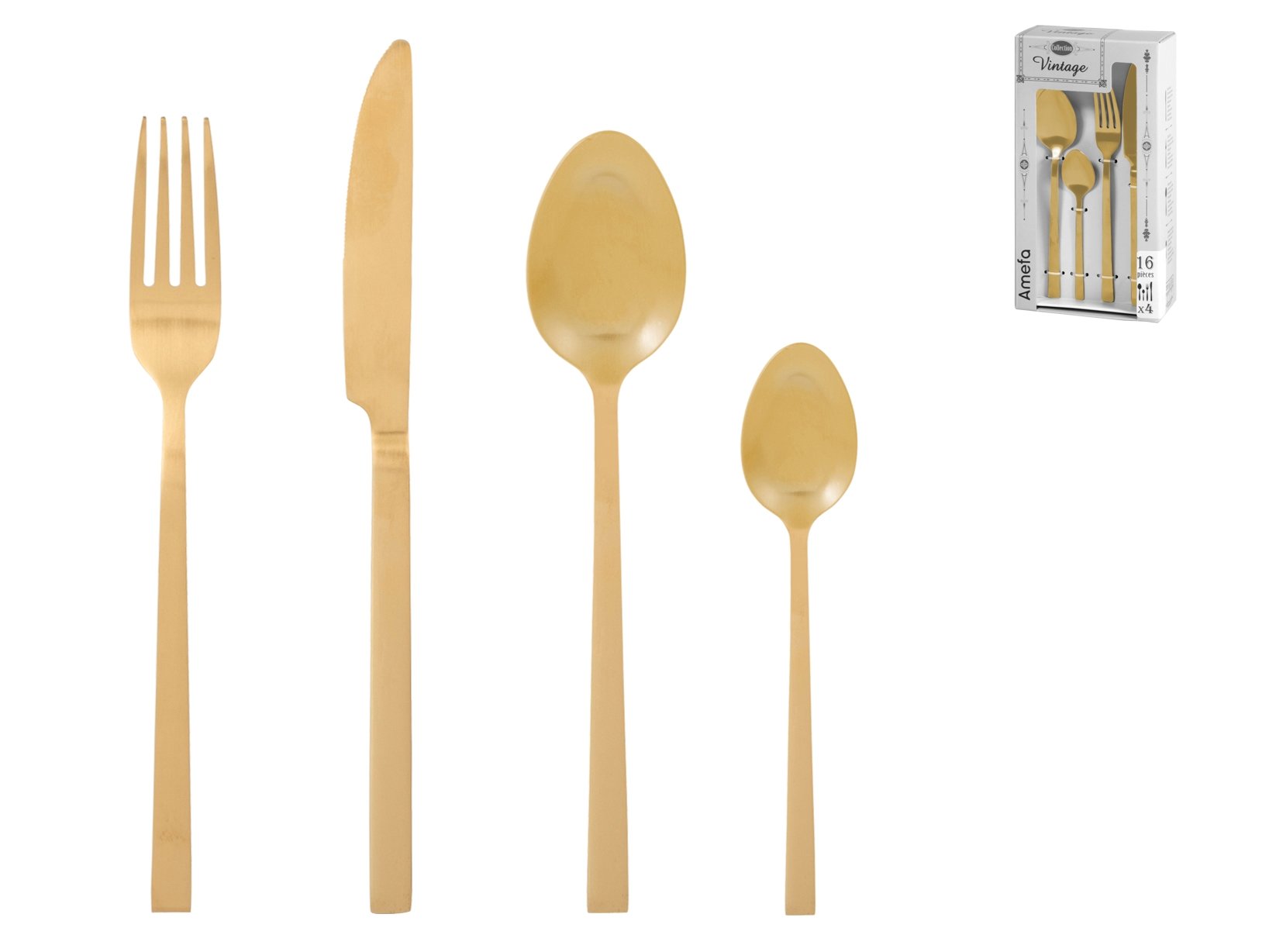 Set moderno posate oro da 16pz