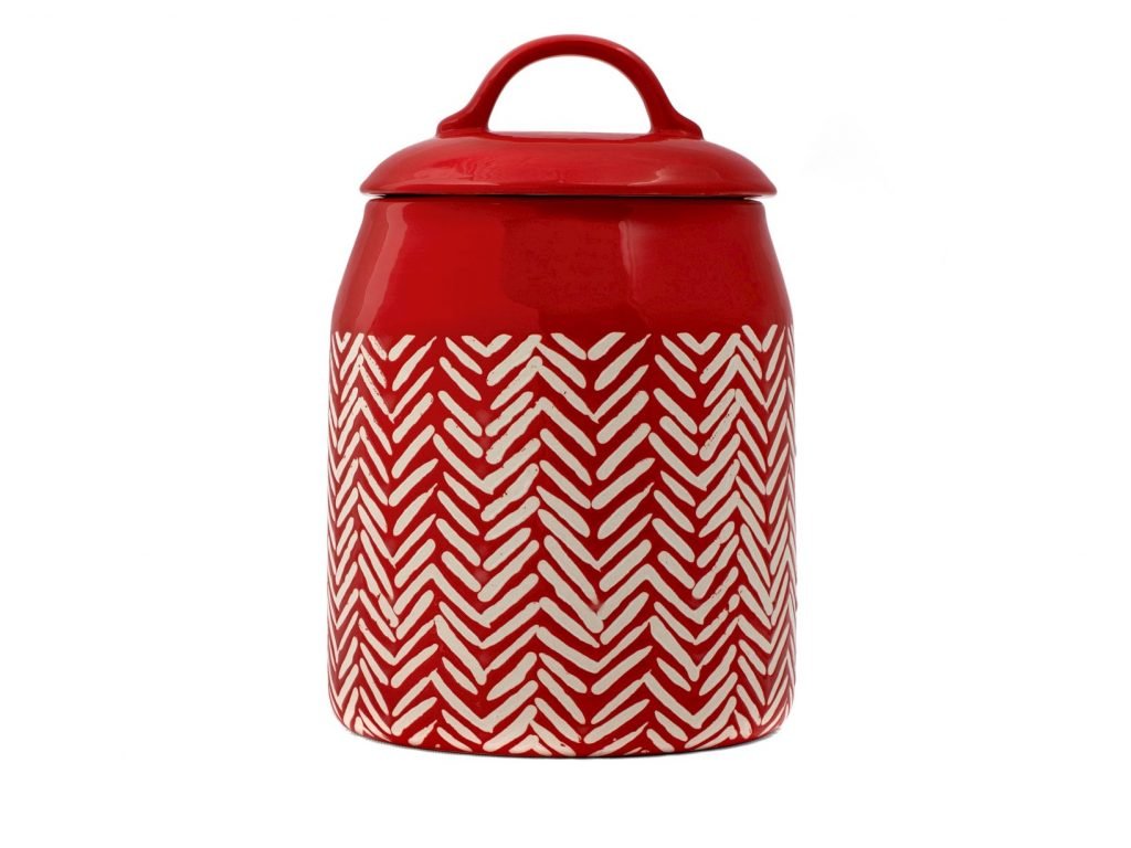 Barattolo rouge in stoneware colore rosso cm 13x20.