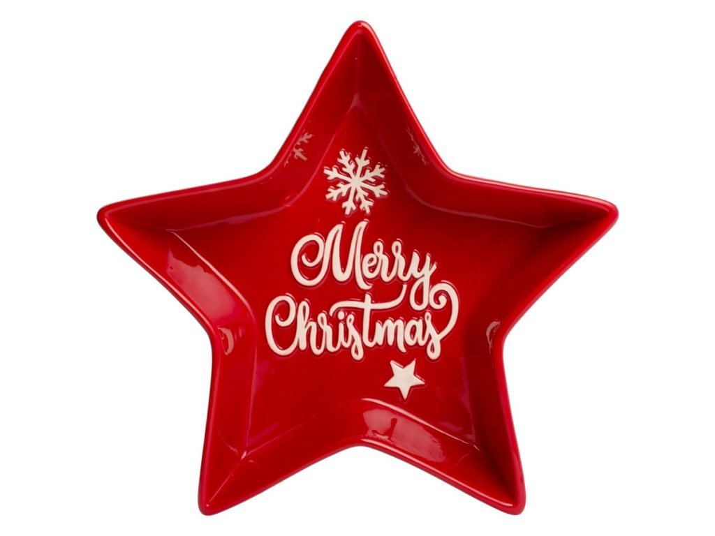 Piatto natale a forma di stella - rosso 25x25cm