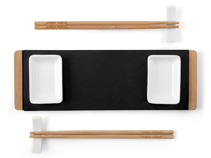 Set Sushi da 8pz in Ardesia e Bamboo cm 10X30